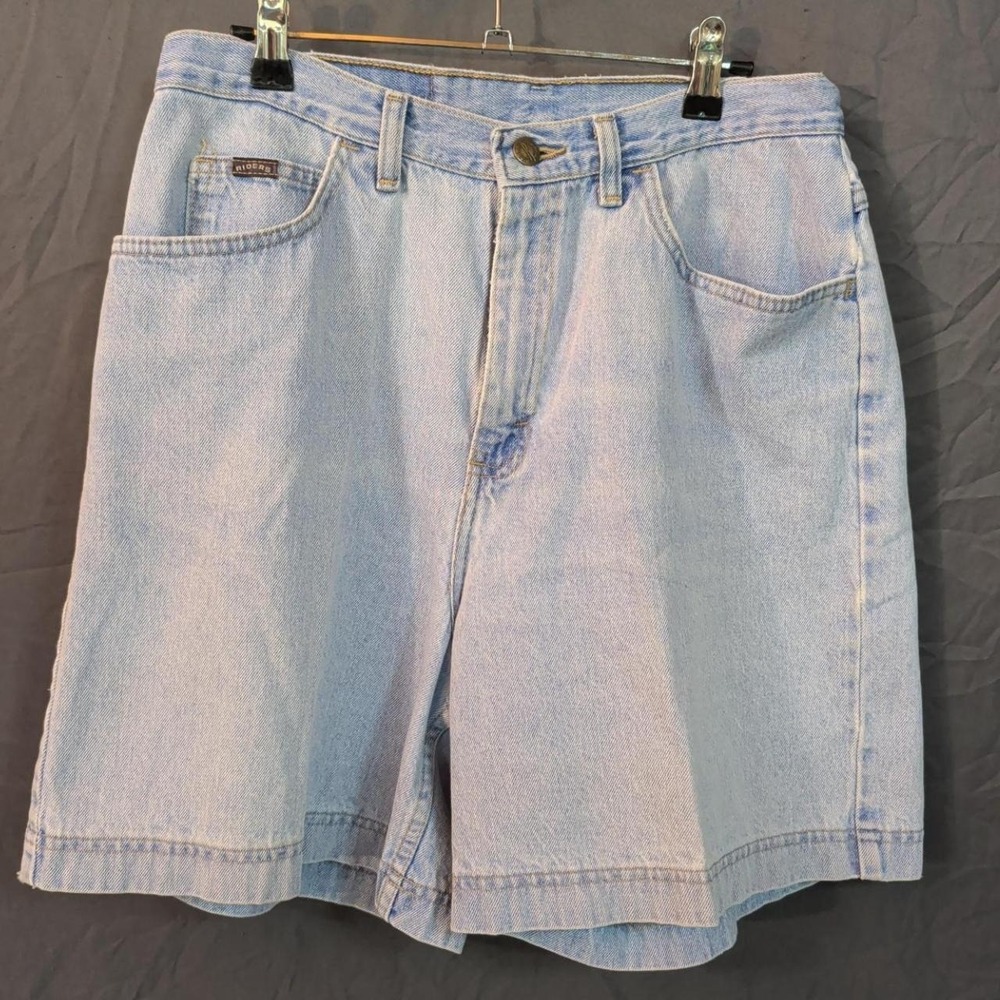 Womens Riders Blue Denim Shorts 14M Good Vintage High Waisted Light Wash USA